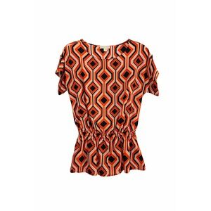 Michael Michael Kors Geometric Print Short Sleeve Blouse | Size 4